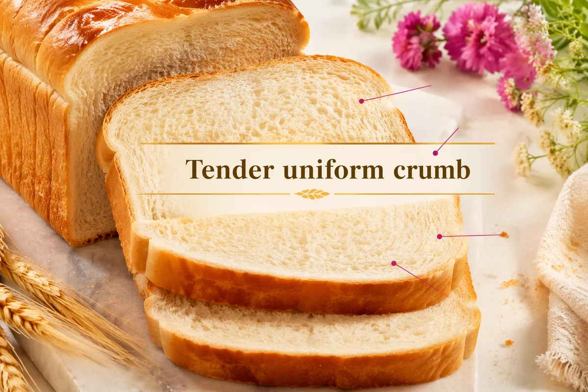 Slices cut from a white sandwich loaf showing an even, tender crumb, the result bakeries aim for with maltogenic amylase